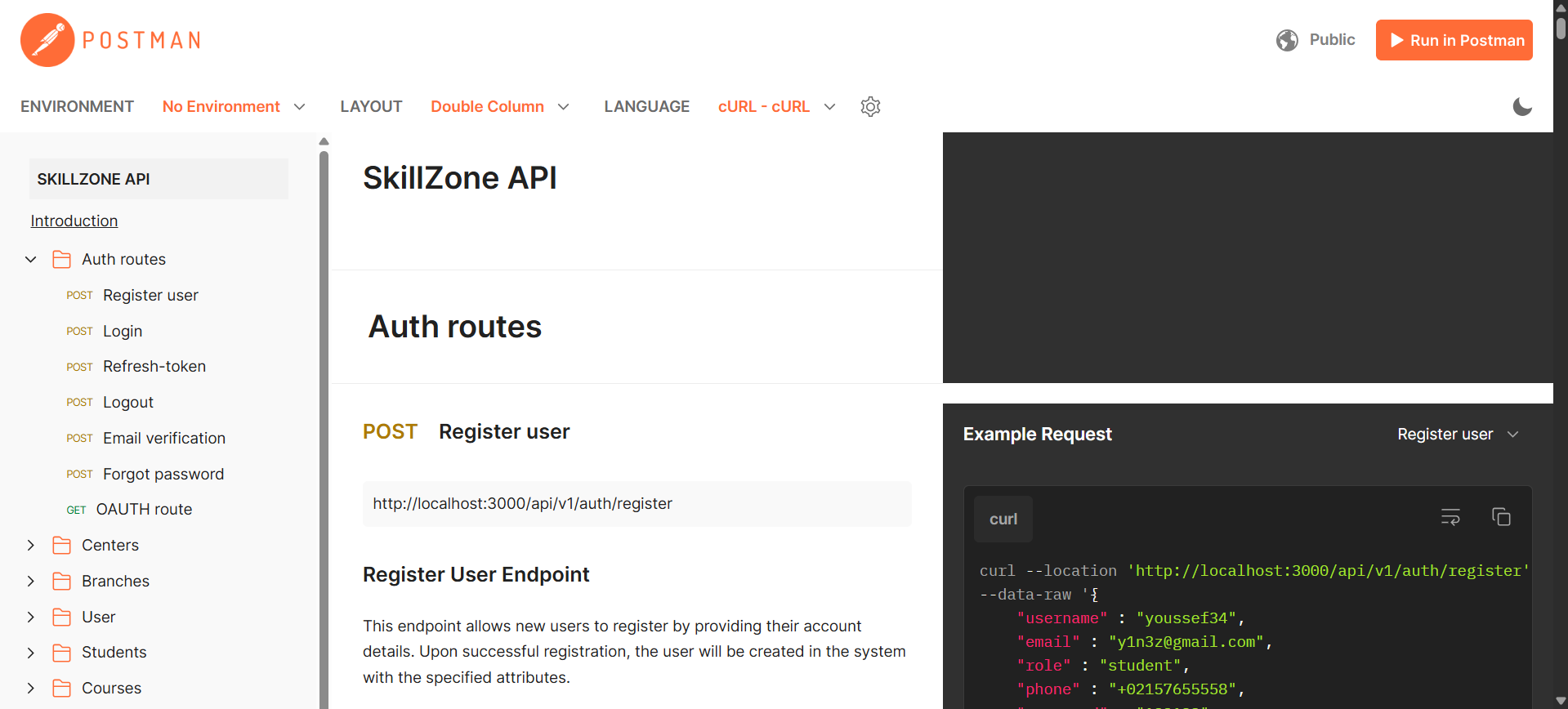 SkillZone - Online Learning Platform API's Project Screenshot